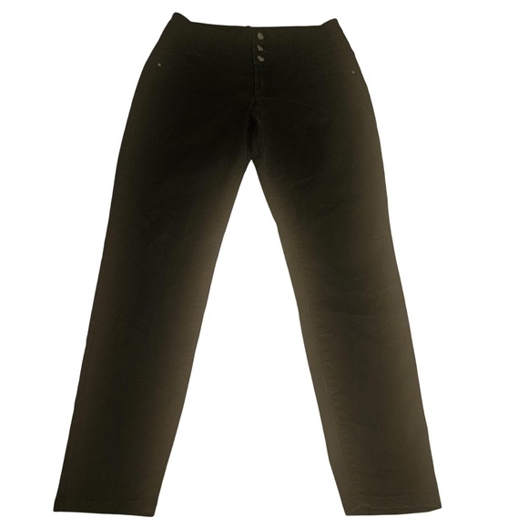 Tinseltown Pants Womens 12 Black High Rise Skinny Stretch Jeggings Triple Button - Picture 1 of 8